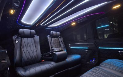 VIP Mercedes V-Class luxury interior with LED ambient ceiling lights Singapore